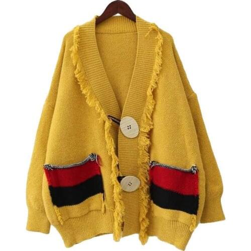 Women Cardigan Sweater 2021 Korean Knit Cardigans Sweater Women V Neck Loose elegaht Thicked Pull Femme Print Short Casual Coat