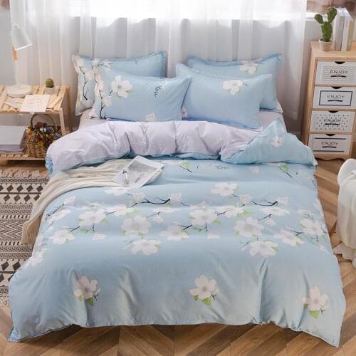 Chinese style blue Duvet Cover 220x240 Pillowcase 3Pcs175x220 Quilt CoverWhite flower pattern Bed Cover,Queen King Bedding Set