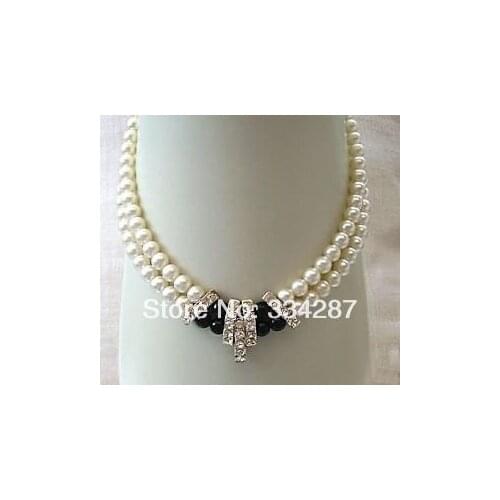 Beautiful 2 rows Genuine pearl necklace 8-9 mm