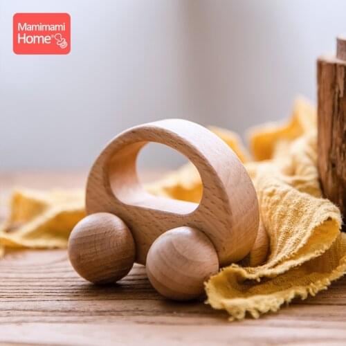 Mamihome 1pc Baby Wooden Teether Car Crib Toy BPA Free Beech Rodent Classic Sensory Toy ChildrenS Goods Nurse Gift Stroller Toy