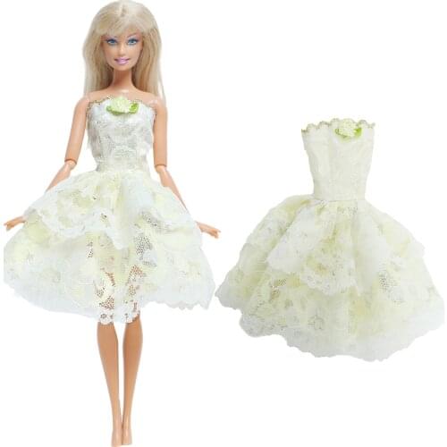 Fashion Doll Dress Purple Strapless Skirt Evening Party Gown Dancing Lace Clothes for Barbie Doll Accessories Girl House DIY Toy