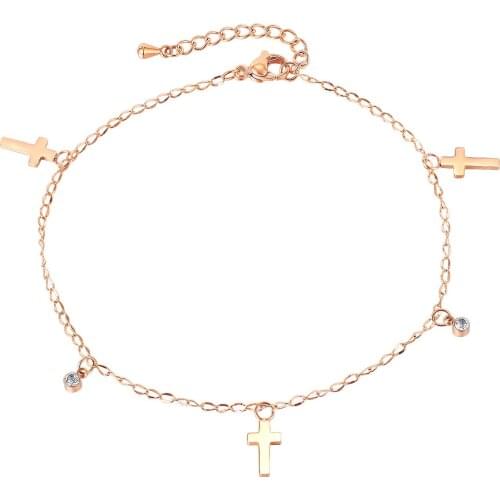 Euro-American Fashion Accesories Summer Simple Temperamental Titanium Steel Cross Anklet Women Jewelry Gitfs For Best Friends