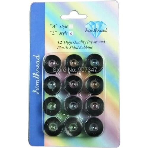 Polyester Pre-Wound Sewing Machine Bobbin Thread Filament 135m *12PCS /Kit with Delicate Storage Box , Size A ,75D/2, Black