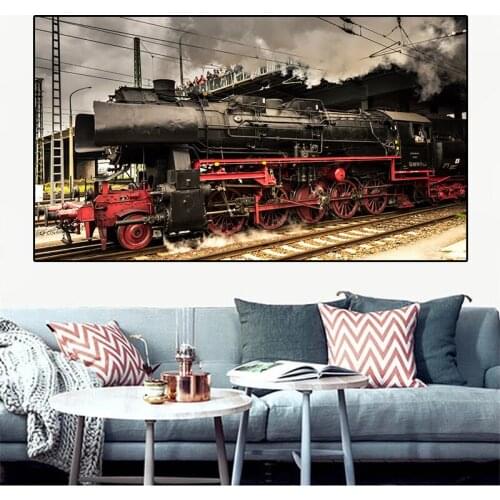 Wall Art Picture Retro Locomotive Train Poster Picture Posters and Prints Wall Art Canvas Paintings Living Room Home Decorations