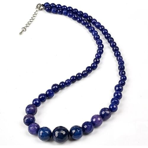 Natural Blue Chalcedony Stone Gems Necklaces 6-14mm Beads DIY Handmade Womens Necklace Jewelry Necklace Energy Men Jewelry
