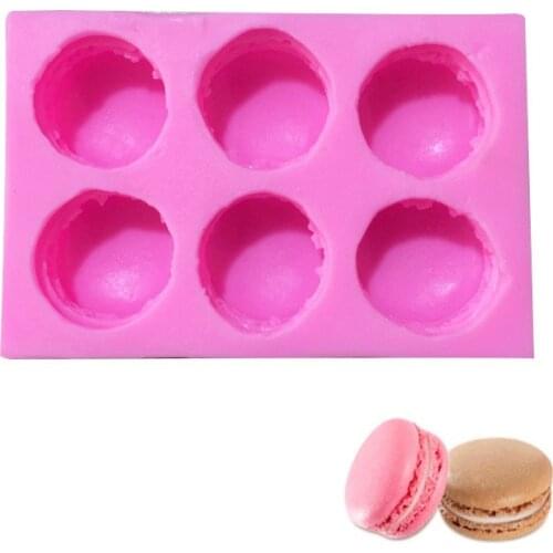 New 6 cavity 3D stereo macaron mold DIY handmade soap mold light clay food silicone burger mold