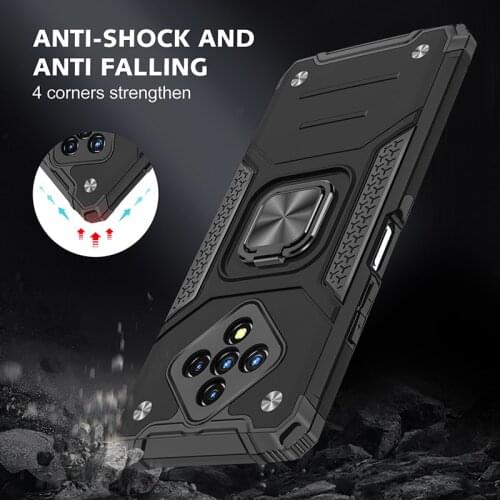 Magnetic Ring Stand Armor Shockproof Case For Infinix Zero 8 8i Hot 9 10 Play Note 7 Lite Smart 4 Soft TPU Hard PC Back Cover