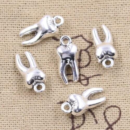 12pcs Charms 3D Zombie Tooth Teeth Molar 16x8x5mm Antique Bronze Silver Color Plated Pendant Making DIY Handmade Tibetan Finding
