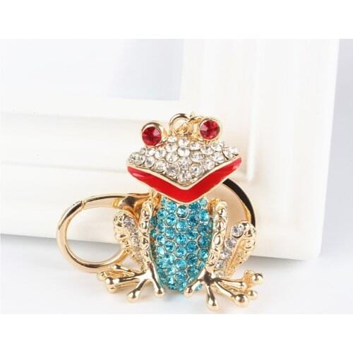 Frog Lovely Pendant Charm Rhinestone Crystal Purse Bag Keyring Key Chain Accessories Wedding Party Lover Friend Gift