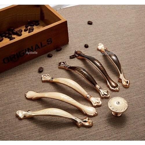 Zinc Alloy European Fashion U Type Cabinet Drawer Hardware Ivory White Golden Kitchen Cupboard Knob Dresser Closet Pull