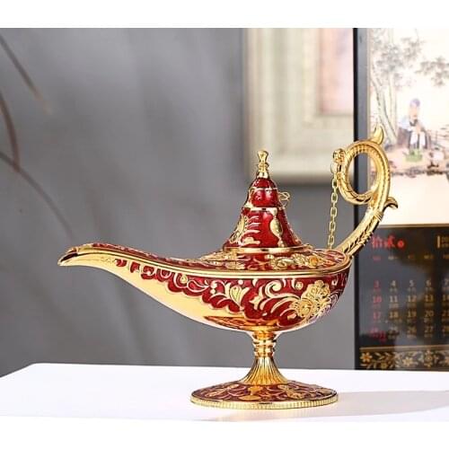 Fairy Tale Magic Aladdin Lamps Antique Style Tea Pot Retro Metal Genie Lamp Ornaments Home Decor Crafts