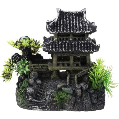 Old-fashioned Ecological Rockery Aquarium Fish Tank Landscaping Decoration Family Resin Shrimp Breeding Refuge