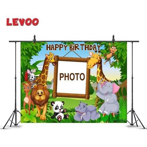 LEVOO Photography Backdrop Wild Animals Jungle Kids Birthday Custom Photographic Background Photo Shoot Photobooth Vinyl Props