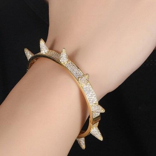 Zlxgirl jewelry luxury brand men size nail bangle jewelry of wedding high quality mirco paved zircon copper bracelet & bangles