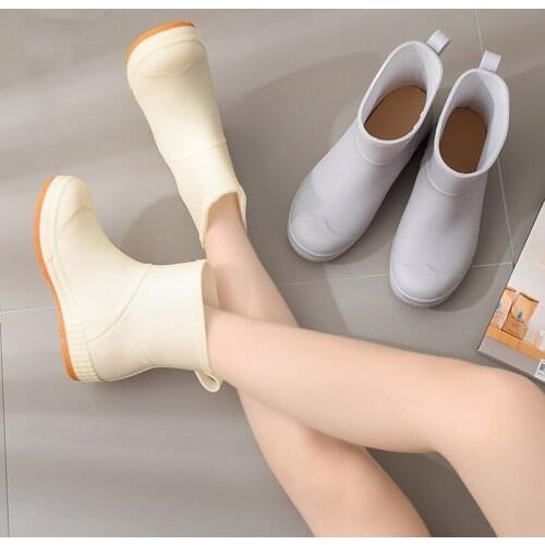 Women Fashion WaterProof Casual Rain Boots Male Rubber Non-Slip Ankle Boots Couple Foldable Water Martin Boots Korean Style 2021