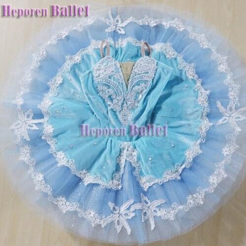 Female Or Children Little Swan Light Blue Ballet Dance Costume Fluffy Tutu Skirt For Stage Performance