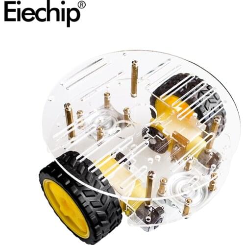 1 Set 2WD Round Double-Deck Smart Robot Car Chassis DIY Kit Obstacle cars with code plate Tracing Strong Magnetic Motor Car rt-4