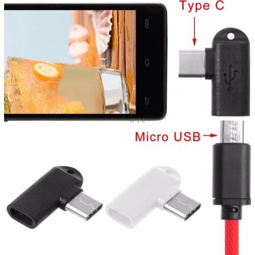 1Pc 90 Degree Type C Male To Micro USB Female Data Sync Charge Converter Adapter For Android Phones Tablets Laptops