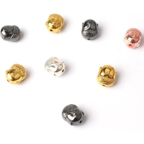 Wholesale 10pcs Tibetan Hematite Buddha Head Spacer Loose Beads for Jewelry Making Natural Stone Charm DIY Bracelet Choker 8*7mm