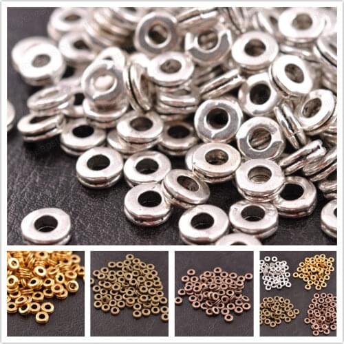 100Pcs Tibetan Silver DIY Beads for Jewelry Making Metal Charms Round Spacer Beads for Bracelet Accessories Findings 6MM