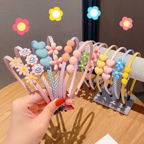 2021 New Cute Flower Bangs Fixed Braided Hairbands Clips For Girls Kids Sweet Hair Ornament Headband Fashion Hair Accessories