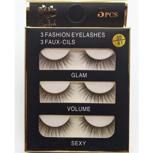 3pcs 3D False Eyelashes hand made fake lashes black cotton stalk natural long soft eye lash reuse daily eye extension 3D41