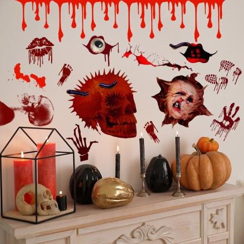 Handprint Festival Wall Stickers Halloween Terror 3D Sticker Living Room Decoration Glass Creative decals Room Decor Wallpaper