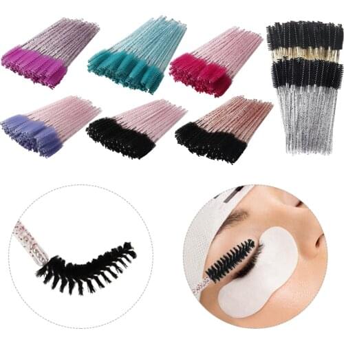 50Pcs/Set Disposable Eye Wands Eyelash Brushes Applicator Makeup Brush Lash Brushes for Eyelash Extensions Lash Spoolie Brush