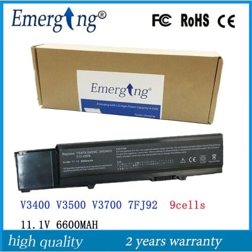 9cells 11.1V New Laptop Battery 7FJ92 for Dell Vostro 3400 3500 3700 V3400 V3500 4JK6R Y5XF9 TY3P4 CWX2D TXWRR