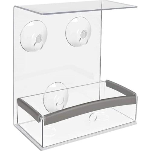 Acrylic Birds Feeder With Hanging Sucker Outdoor Transparent Birds Food Box Anti-Spray Food Box Hanging Birds Feeder JA55