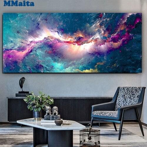 Full Drill Round 5D DIY Diamond Painting Purple White Light Cloud Abstract Diamond Embroidery Cross Stitch large size new GG5404