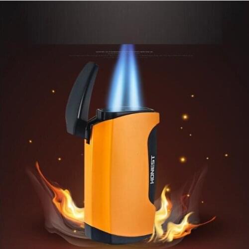 HONEST Genuine Inflatable Lighter Double Straight Metal Fire Machine With Cigar Hole High-grade top-quality Cigar Tool