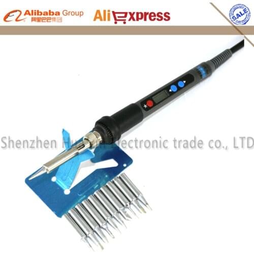 Backlight LCD Digital Adjustable Electric Soldering Iron ESD Mini Soldering Station 220V 90W EU Plug+10/pcs 900M Solder Tip