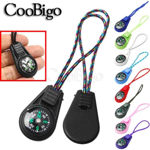 Colorful Survival Mini Compass Zipper Pull Keychain for Outdoor Backpack Camping Hiking Hunting Pocket Navigator Adventure Tool