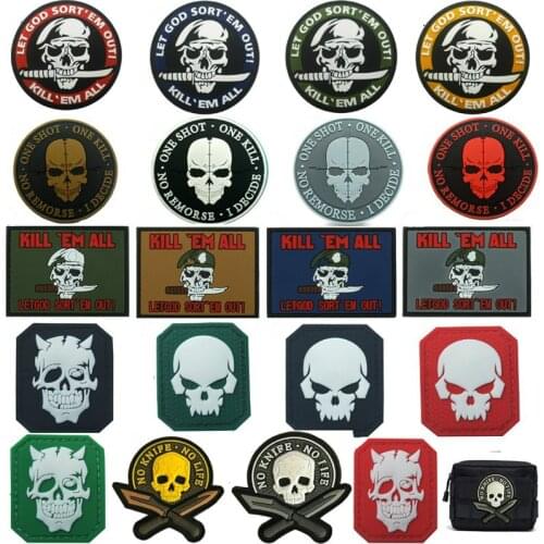 Skull Badges Patches PVC Rubber HOOK Patch Armbands Clothes Accessories