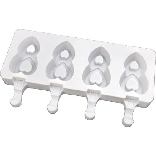 Double Love Heart Silicone Mold Ice Cream DIY Tools Homemade Popsicle Making Moulds Silicone Love Ice Cream Molds