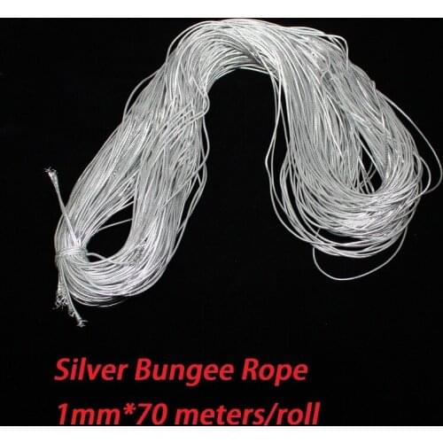 1mm silver elastic bungee string cord round twisted string rope 70 meters/roll DIY cords for jewelery finding garment hang tag