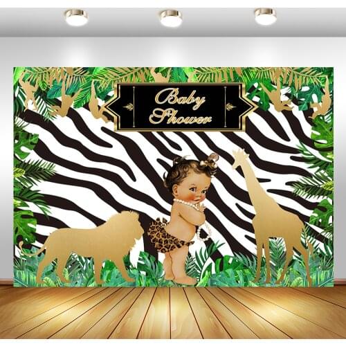 Jungle Safari Baby Shower Photography Background Woodland Animal Baby Shower Backdrops Banner Dessert Table Photographic Props