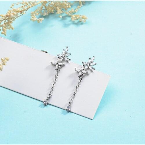 Delicate Jewelry Flower Earrings Delicate Design Silvery Plating High Quality Zircon Drop Earrings For Girl Gifts