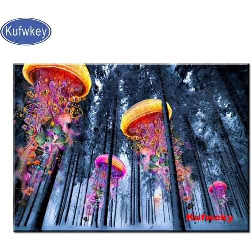 Full Square/round Diamond painting jellyfish fish turtles Picture diamond embroidery 5 d cross stitch Diamond mosaic Tree Snow