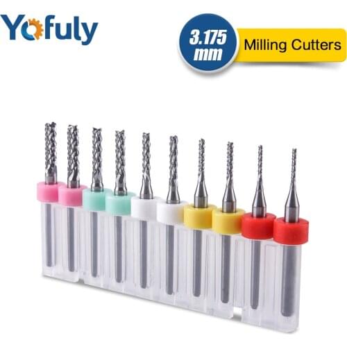 10pcs End Mill 1.5"Shank Milling Cutters 3.175mm CNC Router Bits Cutting Milling Wood Cutters For Milling and Wood Drilling Tool