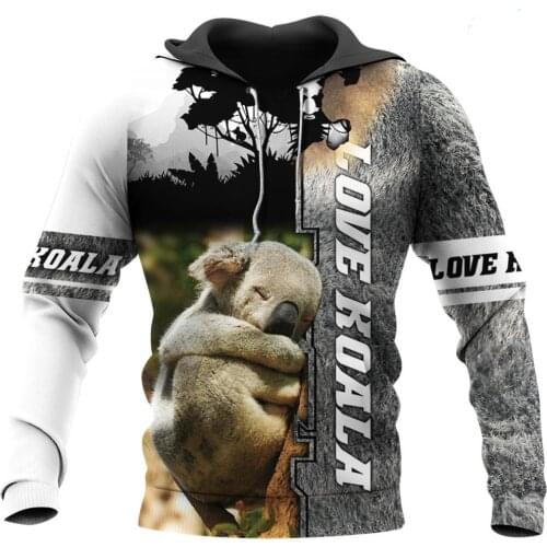 Cool Love Koala Animal 3D Printed Mens Hoodie Harajuku Fashion Sweatshirt Unisex Casual Jacket Pullover sudadera hombre KJ057