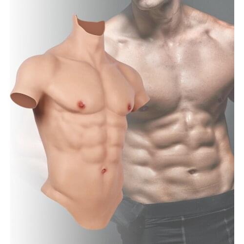 KUMIHO Crossdressing Silicone Artificial Muscles Menswear False Abdominal Breast Forms False Pectoral for Man cosplay costumes