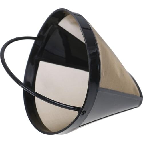 Washable Handle Coffee Filter Stainless Steel Reusable Coffee Filter Cone-Style Refillable Gold Mesh Cafe Maker Machine Tool