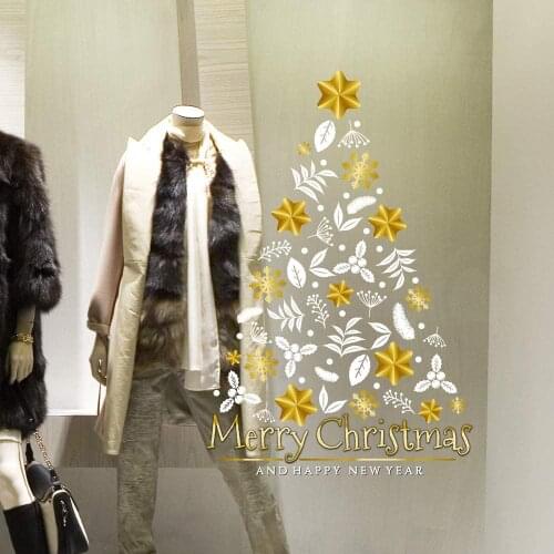 CRNT0128 window sticker Christmas 100% decoration for window shopping stores, without glue, repositionable and reusable at will