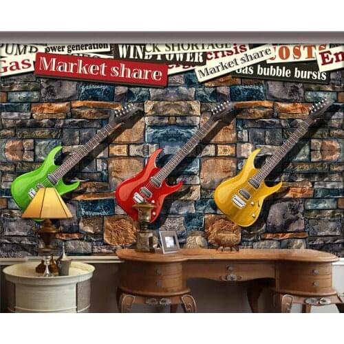 Custom papel DE parede 3 d, stone wall electric guitar for sitting room KTV hotel wall waterproof fabric papel DE parede
