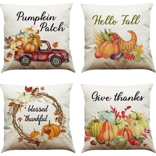 Fall Pillow Covers 18 X 18 Inch, Farmhouse Theme Autumn Pillowcase Throw Pillow Covers Set Of 4 For Home Decor
