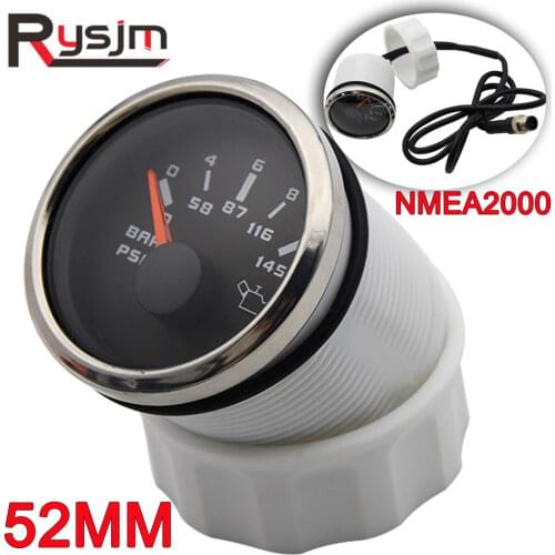 NMEA 2000 52mm Oil Pressure Gauge Oil Press Meter For Boat Yachts Car 0-10 BAR 0-145 PSI Port Side Starboard NMEA2000 9-30V