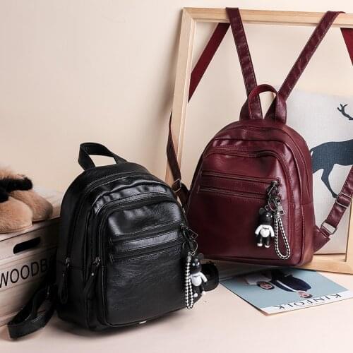 INS new 2021 Women ladies PU leather Backpack Casual Travel Bags School Teenage Girls Bagpack Free gift with order back bag