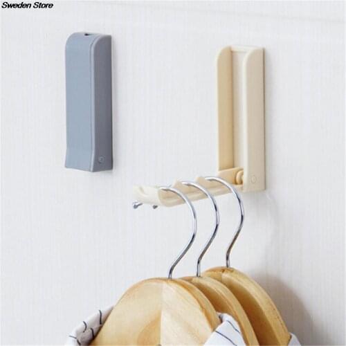 Plastic Folding Clothes Hanger Wall Hook Closet Organizer Shelves Coat Rack Storage Shelf 1PC For Kitchen Bathroom Towel Holder